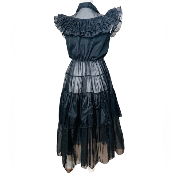 VINTAGE SHEER RARE RUFFLED DRESS - Picture 6 of 7